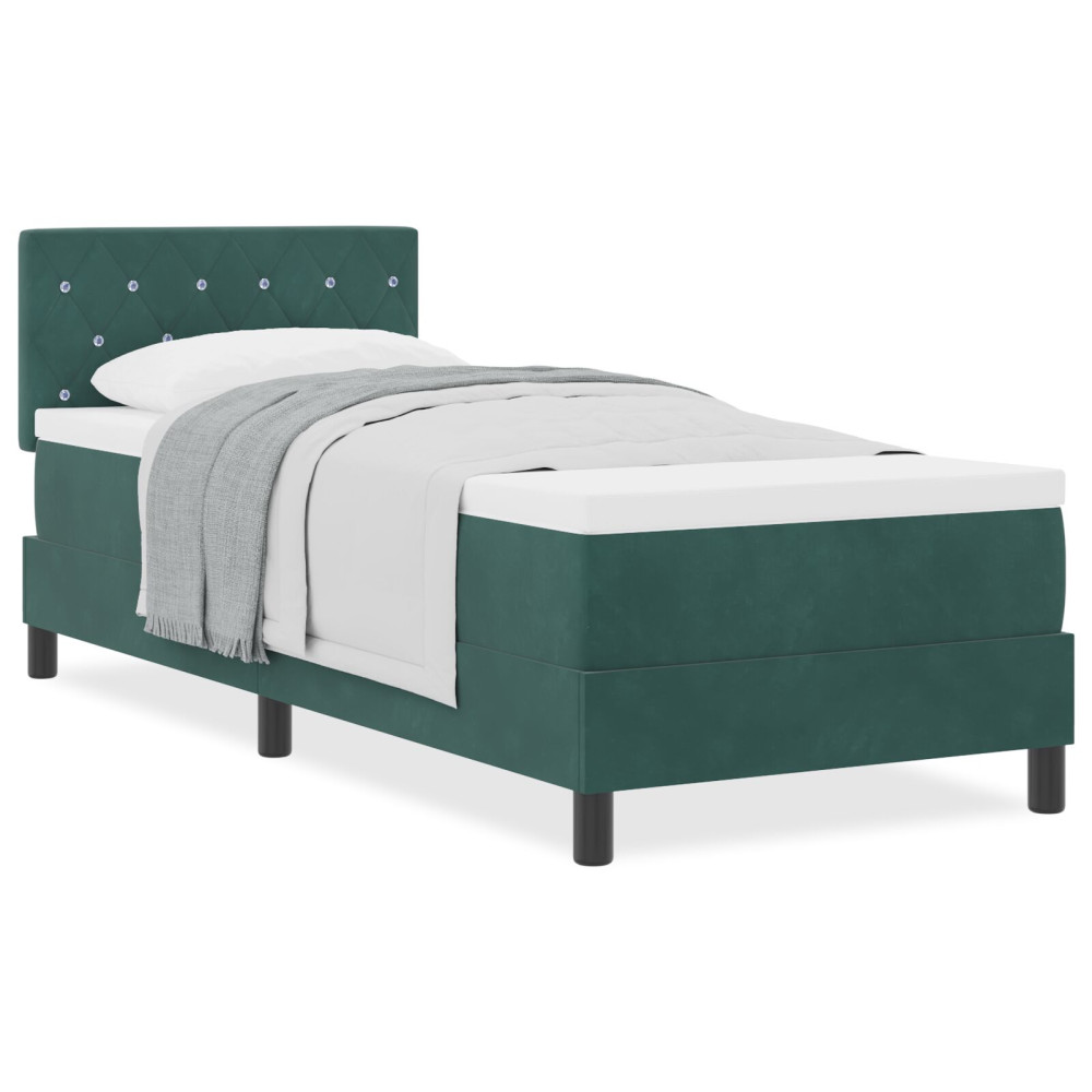 Produktbild för Bäddfjäder med madrass Mörkgrön 80 x 200 cm Sammet