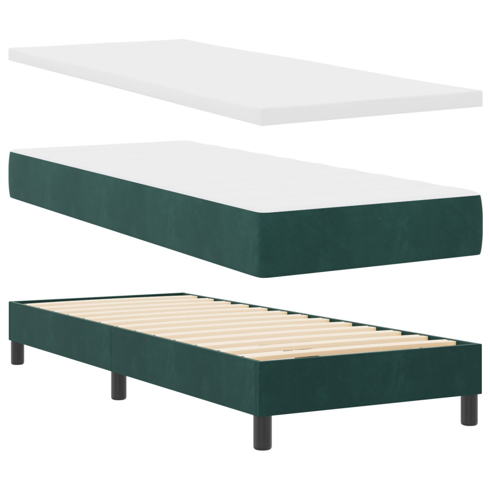 Produktbild för Bäddfjäder med madrass Mörkgrön 80 x 200 cm Sammet