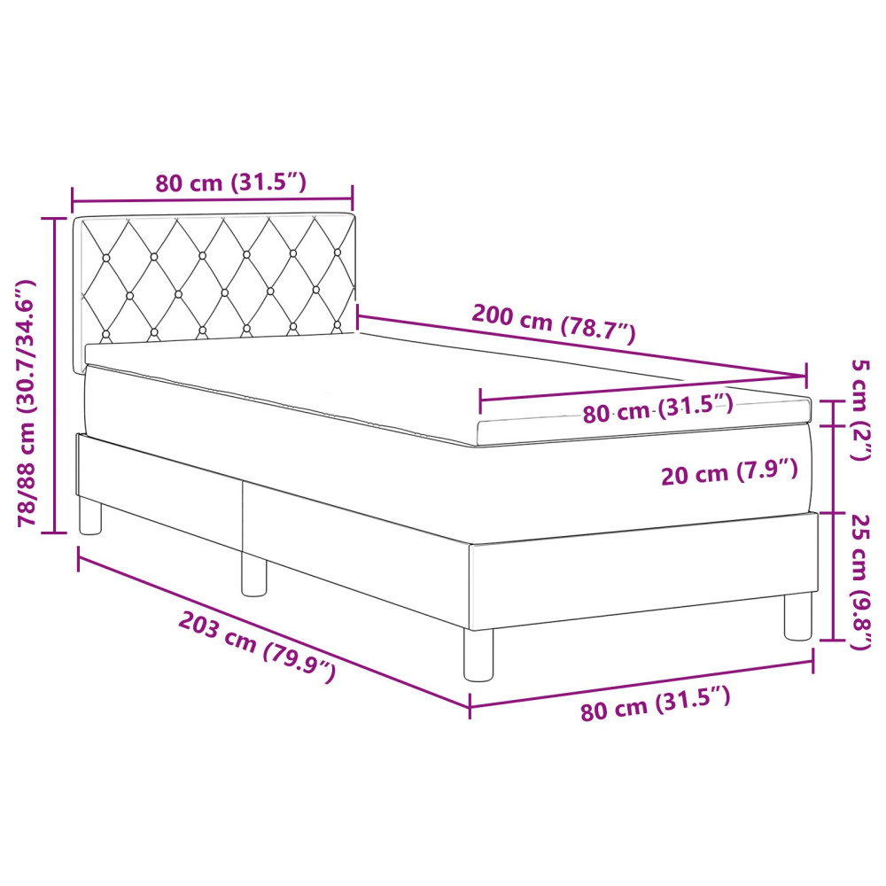 Produktbild för Bäddfjäder med madrass med huvudgavel Rosa 80 x 200 cm Sammet