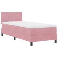 Produktbild för Bäddfjäder med madrass med huvudgavel Rosa 80 x 200 cm Sammet