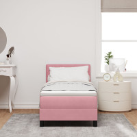 Produktbild för Bäddfjäder med madrass med huvudgavel Rosa 80 x 200 cm Sammet