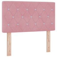 Produktbild för Bäddfjäder med madrass med huvudgavel Rosa 80 x 200 cm Sammet