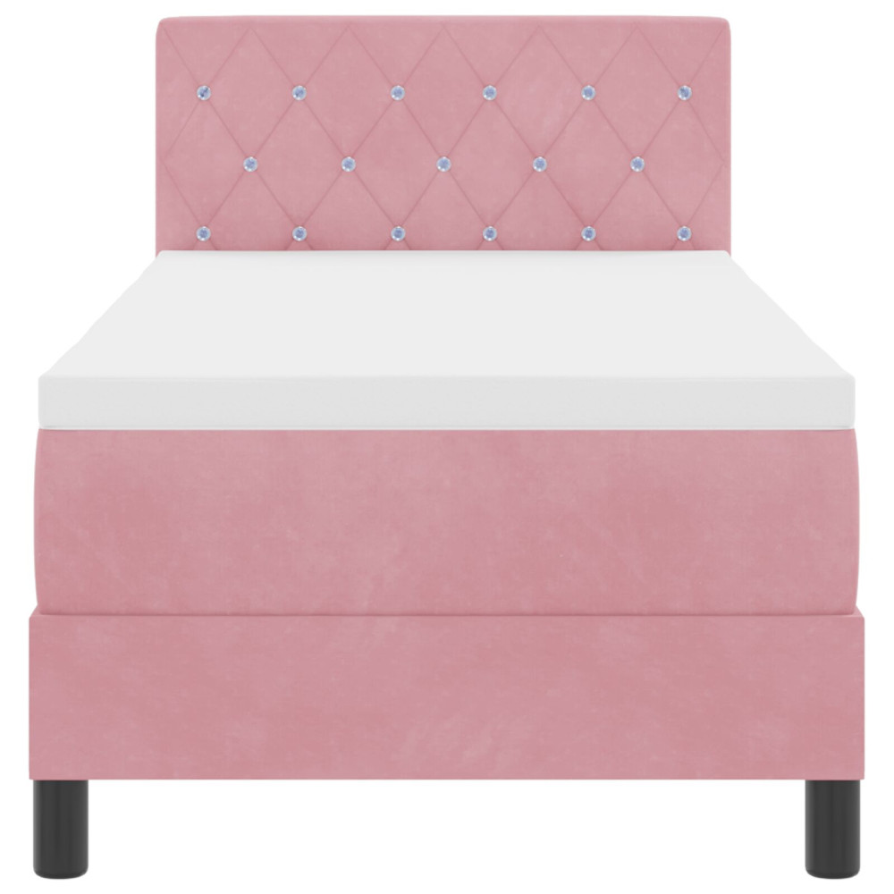 Produktbild för Bäddfjäder med madrass med huvudgavel Rosa 80 x 200 cm Sammet