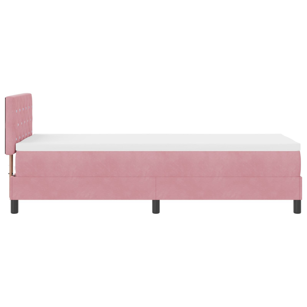 Produktbild för Bäddfjäder med madrass med huvudgavel Rosa 80 x 200 cm Sammet
