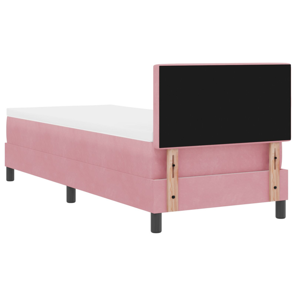 Produktbild för Bäddfjäder med madrass med huvudgavel Rosa 80 x 200 cm Sammet