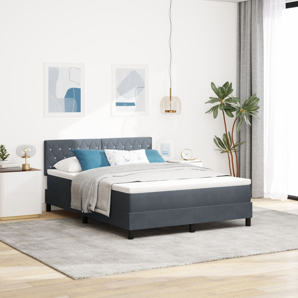 Produktbild för Bäddfjäder med madrass Mörkgrå 160 x 200 cm Sammet