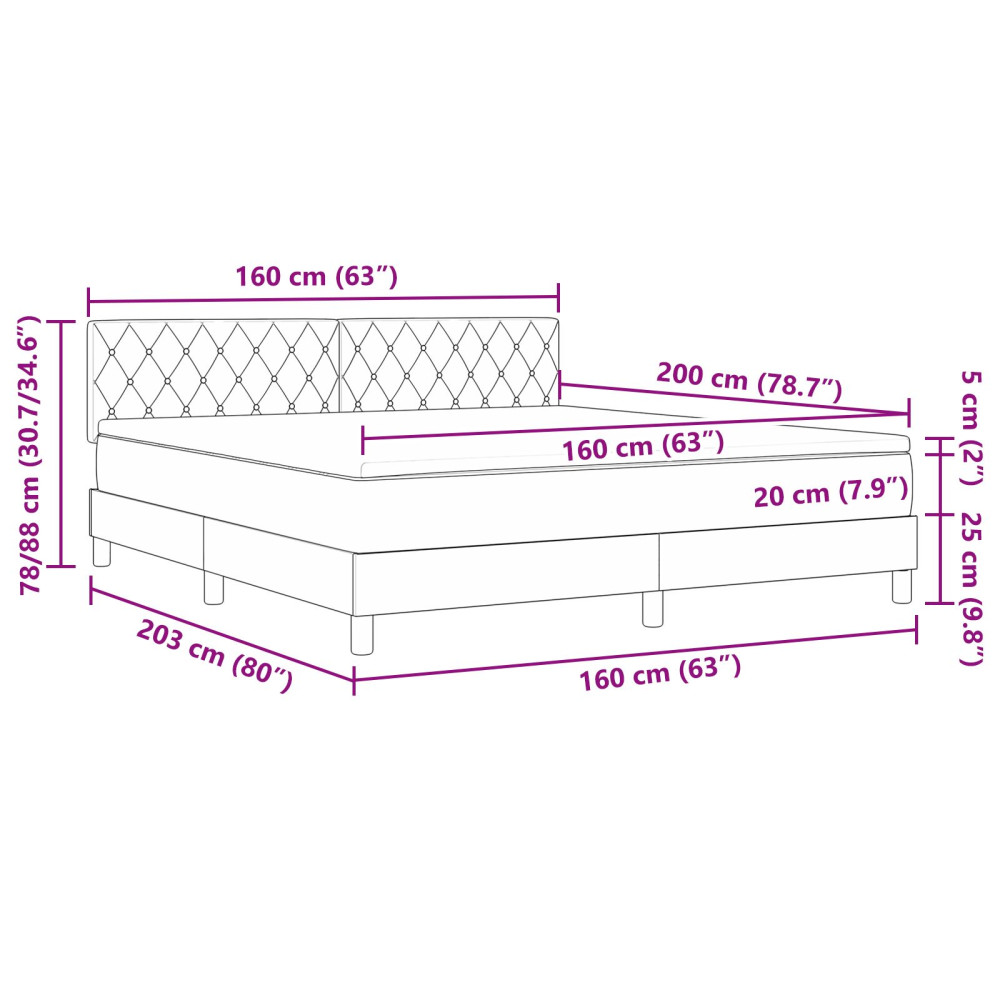 Produktbild för Bäddfjäder med madrass Mörkgrå 160 x 200 cm Sammet