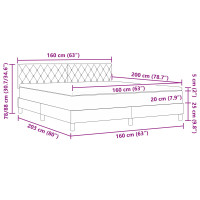 Produktbild för Bäddfjäder med madrass Mörkgrå 160 x 200 cm Sammet