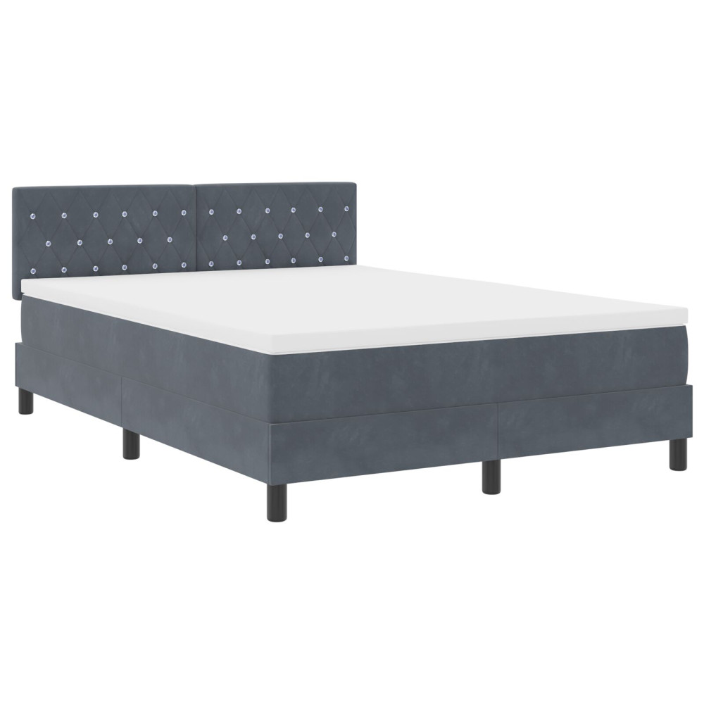 Produktbild för Bäddfjäder med madrass Mörkgrå 160 x 200 cm Sammet