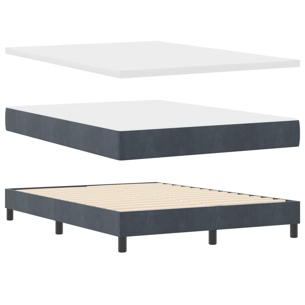 Produktbild för Bäddfjäder med madrass Mörkgrå 160 x 200 cm Sammet
