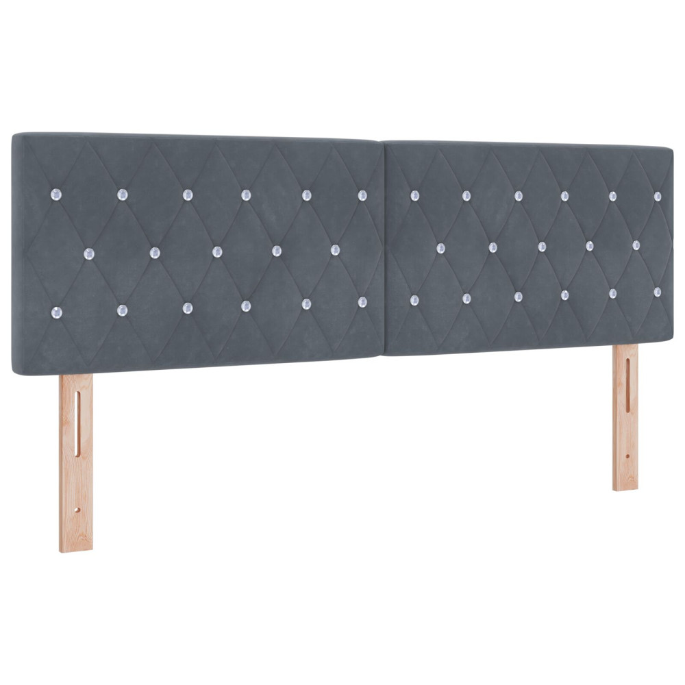 Produktbild för Bäddfjäder med madrass Mörkgrå 160 x 200 cm Sammet