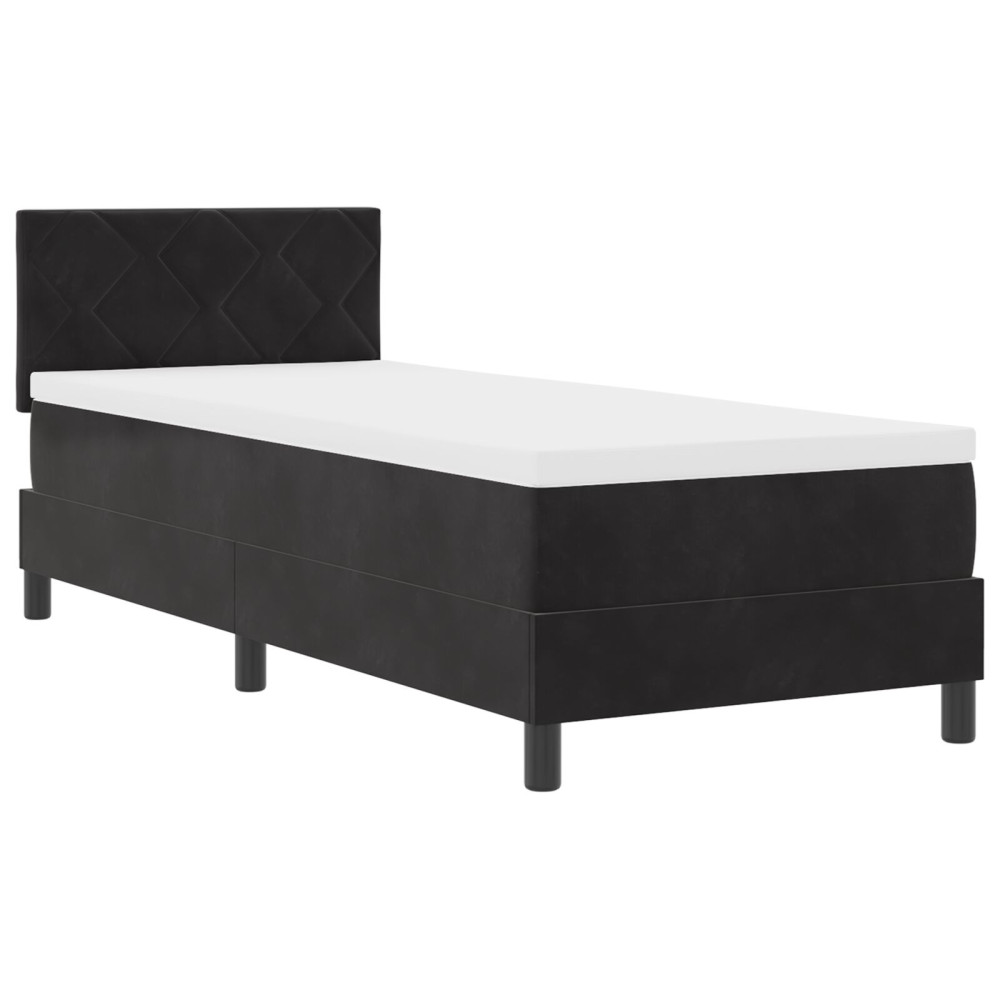 Produktbild för Bäddfjäder med kudde med huvudgavel Svart 80 x 200 cm Sammet