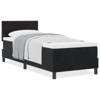 Produktbild för Bäddfjäder med kudde med huvudgavel Svart 80 x 200 cm Sammet