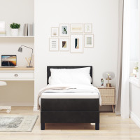 Produktbild för Bäddfjäder med kudde med huvudgavel Svart 80 x 200 cm Sammet