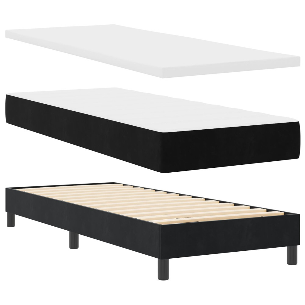 Produktbild för Bäddfjäder med kudde med huvudgavel Svart 80 x 200 cm Sammet