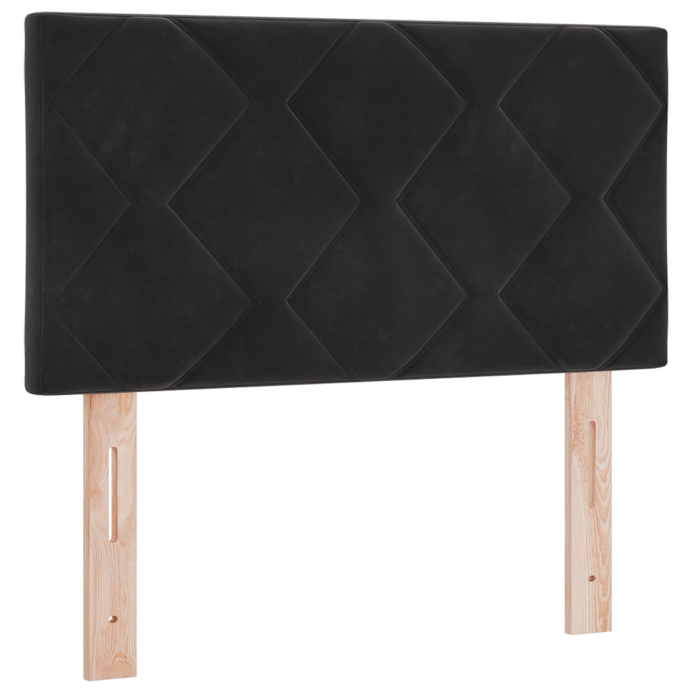 Produktbild för Bäddfjäder med kudde med huvudgavel Svart 80 x 200 cm Sammet