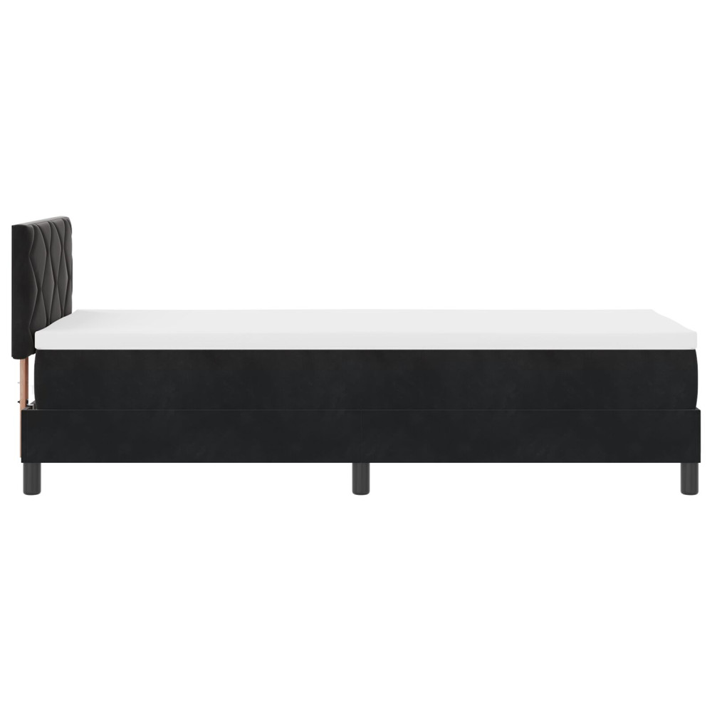Produktbild för Bäddfjäder med kudde med huvudgavel Svart 80 x 200 cm Sammet