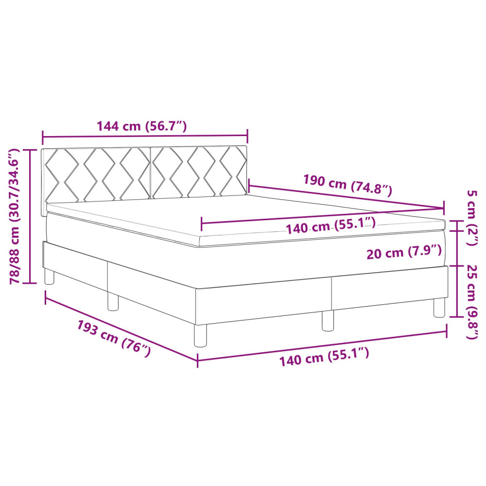 Produktbild för Bäddfjäder med huvudgavel Ljusgrå 140 x 190 cm Sammet
