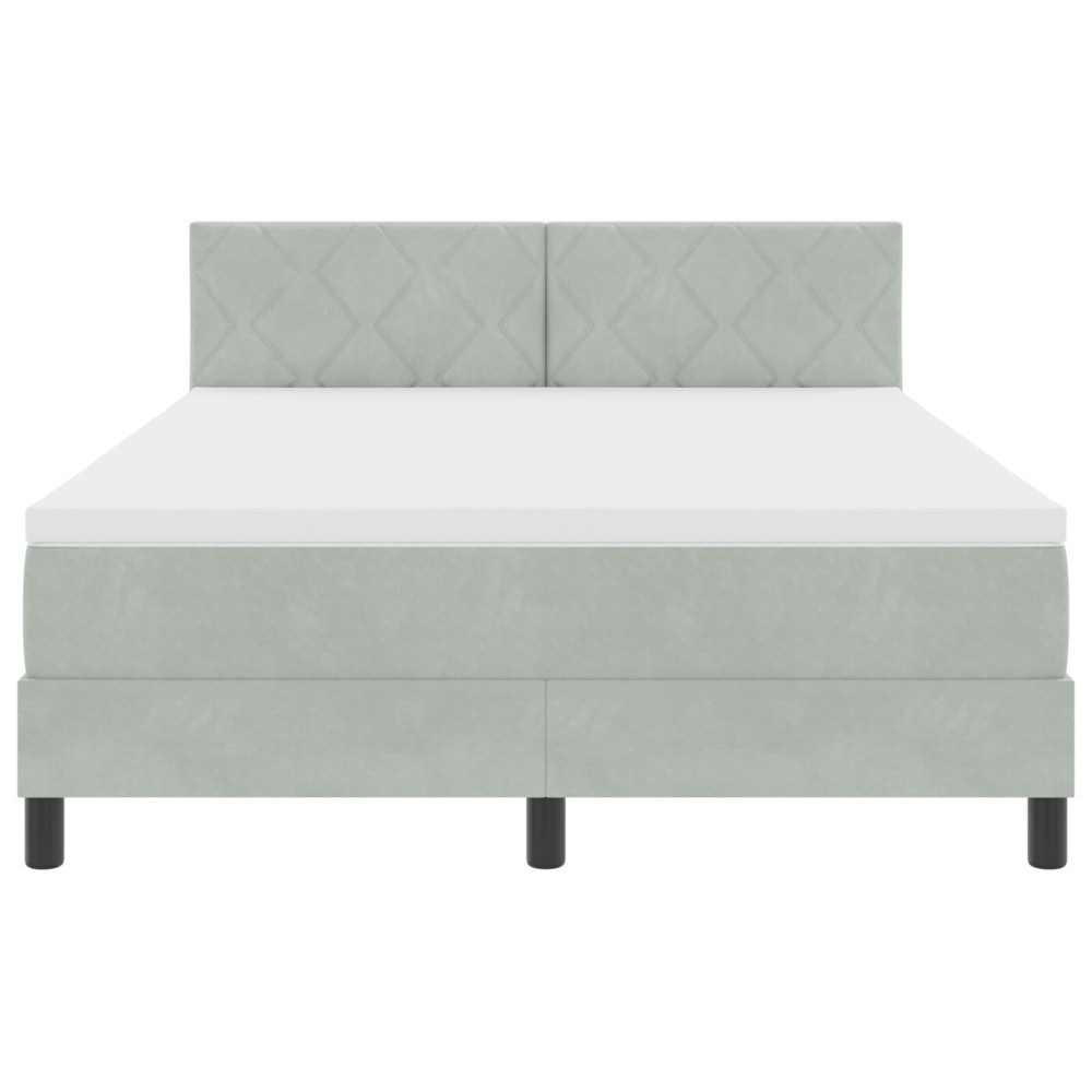 Produktbild för Bäddfjäder med huvudgavel Ljusgrå 140 x 190 cm Sammet