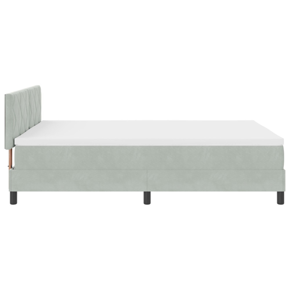 Produktbild för Bäddfjäder med huvudgavel Ljusgrå 140 x 190 cm Sammet