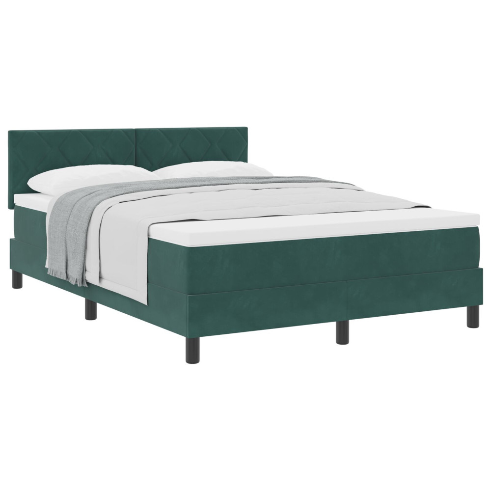 Produktbild för Bäddfjäder med huvudgavel Mörkgrön 140 x 190 cm Sammet