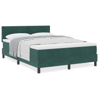 Produktbild för Bäddfjäder med huvudgavel Mörkgrön 140 x 190 cm Sammet