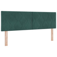 Produktbild för Bäddfjäder med huvudgavel Mörkgrön 140 x 190 cm Sammet