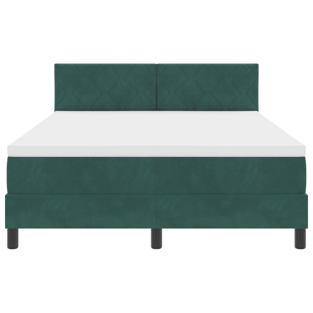 Produktbild för Bäddfjäder med huvudgavel Mörkgrön 140 x 190 cm Sammet