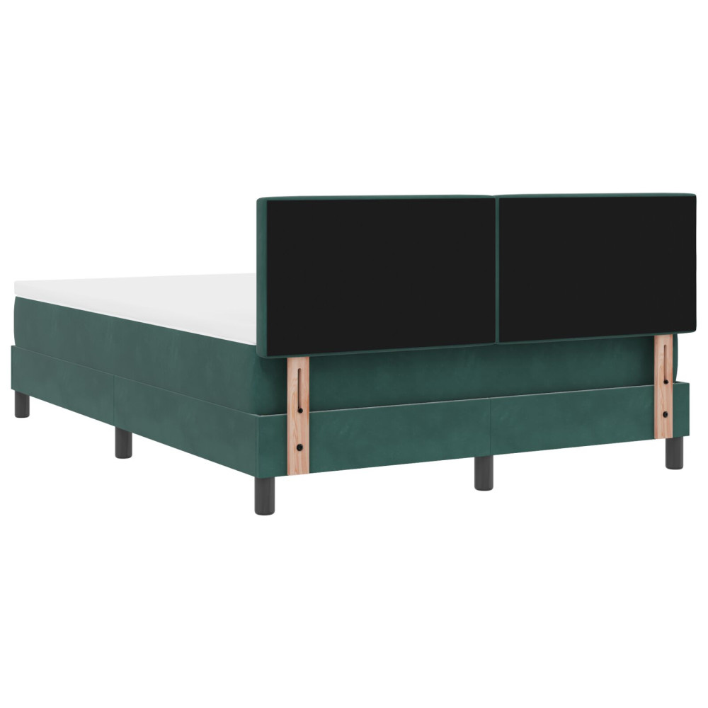 Produktbild för Bäddfjäder med huvudgavel Mörkgrön 140 x 190 cm Sammet