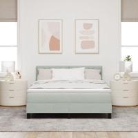 Produktbild för Bäddfjäder med huvudgavel Ljusgrå 140 x 200 cm Sammet