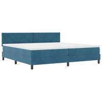 Produktbild för Bäddfjäder med huvudgavel Mörkblå 200 x 200 cm Sammet