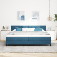 Produktbild för Bäddfjäder med huvudgavel Mörkblå 200 x 200 cm Sammet