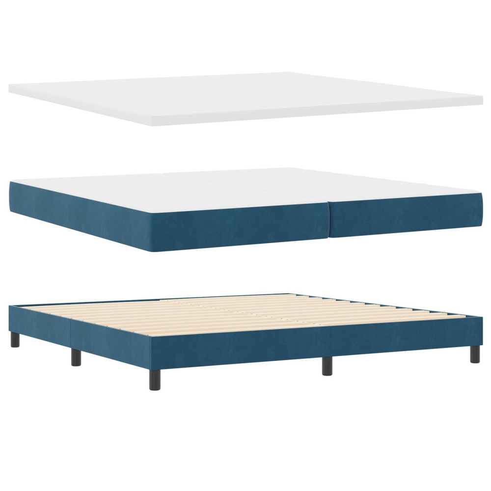 Produktbild för Bäddfjäder med huvudgavel Mörkblå 200 x 200 cm Sammet