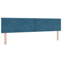 Produktbild för Bäddfjäder med huvudgavel Mörkblå 200 x 200 cm Sammet
