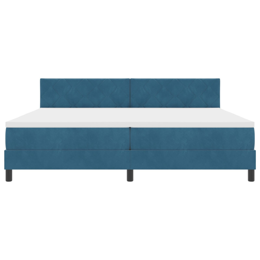 Produktbild för Bäddfjäder med huvudgavel Mörkblå 200 x 200 cm Sammet