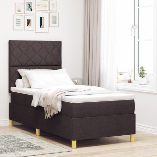 vidaXL Bäddfjäder med huvudgavel Mörkbrun 100 x 200 cm tyg
