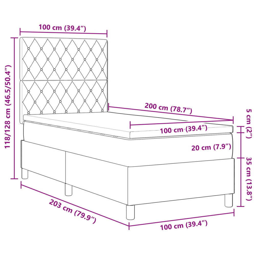 Produktbild för Bäddfjäder med madrass Ljusgrå 100 x 200 cm Sammet
