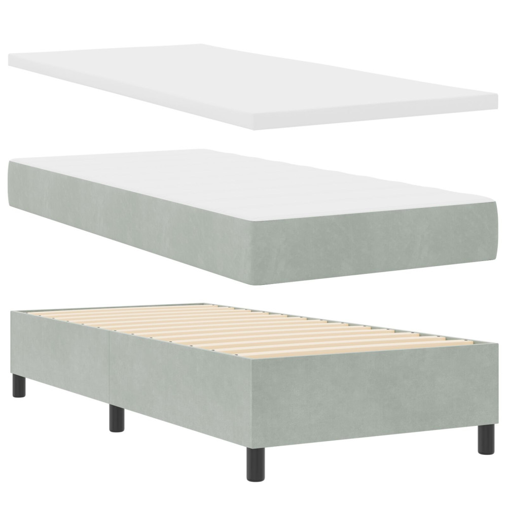 Produktbild för Bäddfjäder med madrass Ljusgrå 100 x 200 cm Sammet