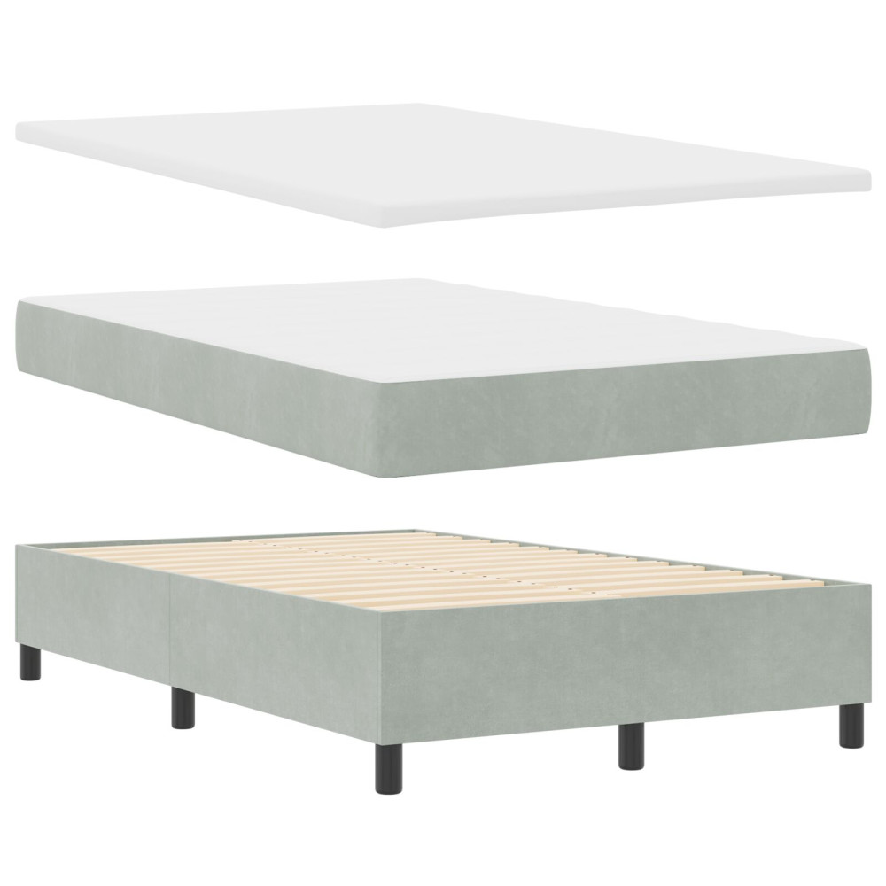 Produktbild för Bäddfjäder med madrass Ljusgrå 120 x 200 cm Sammet