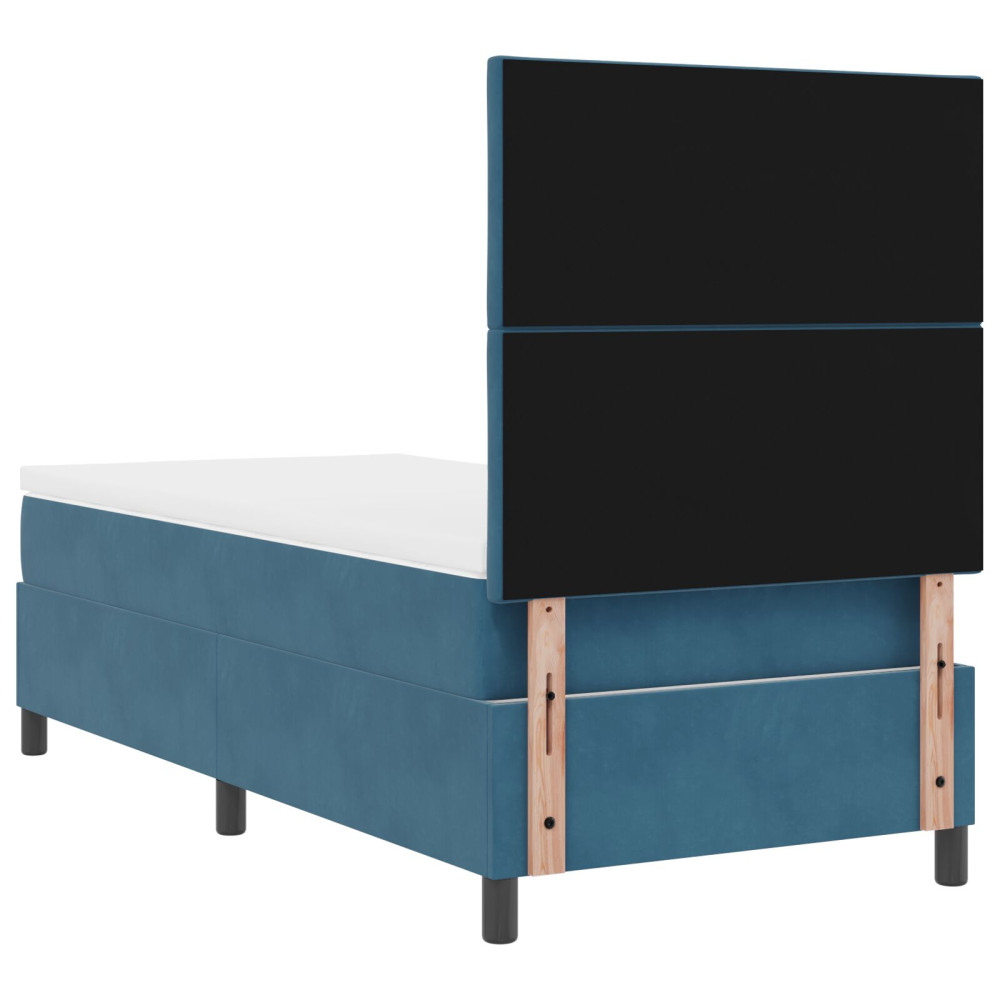 Produktbild för Bäddfjäder med huvudgavel Mörkblå 100 x 200 cm Sammet