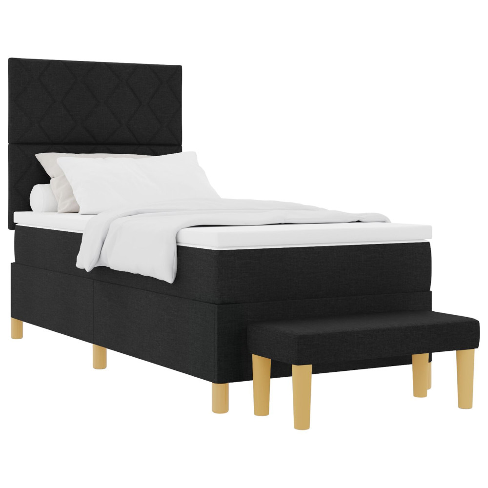 Produktbild för Bäddfjäder med kudde med huvudgavel Svart 200 x 100 cm tyg