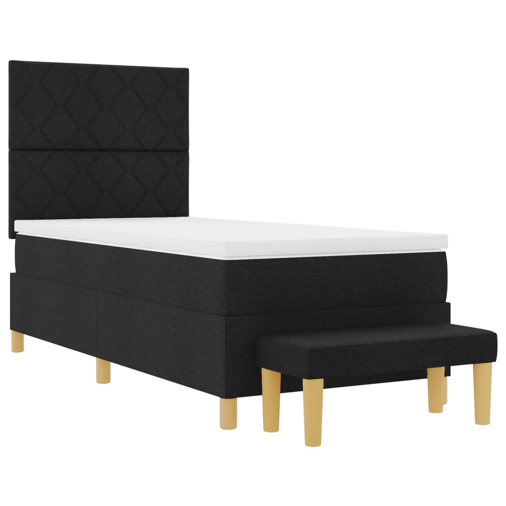 Produktbild för Bäddfjäder med kudde med huvudgavel Svart 200 x 100 cm tyg