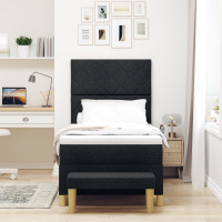 Produktbild för Bäddfjäder med kudde med huvudgavel Svart 200 x 100 cm tyg