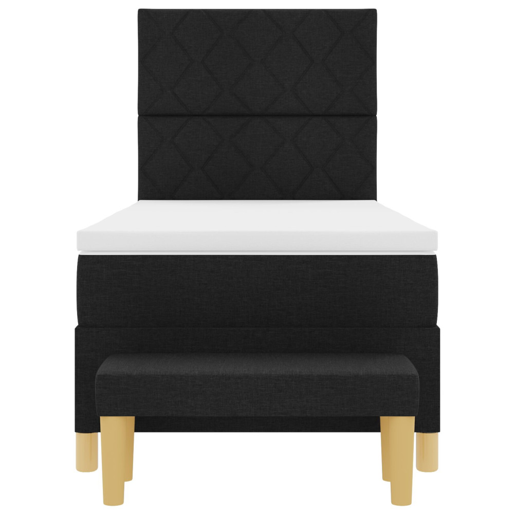 Produktbild för Bäddfjäder med kudde med huvudgavel Svart 200 x 100 cm tyg