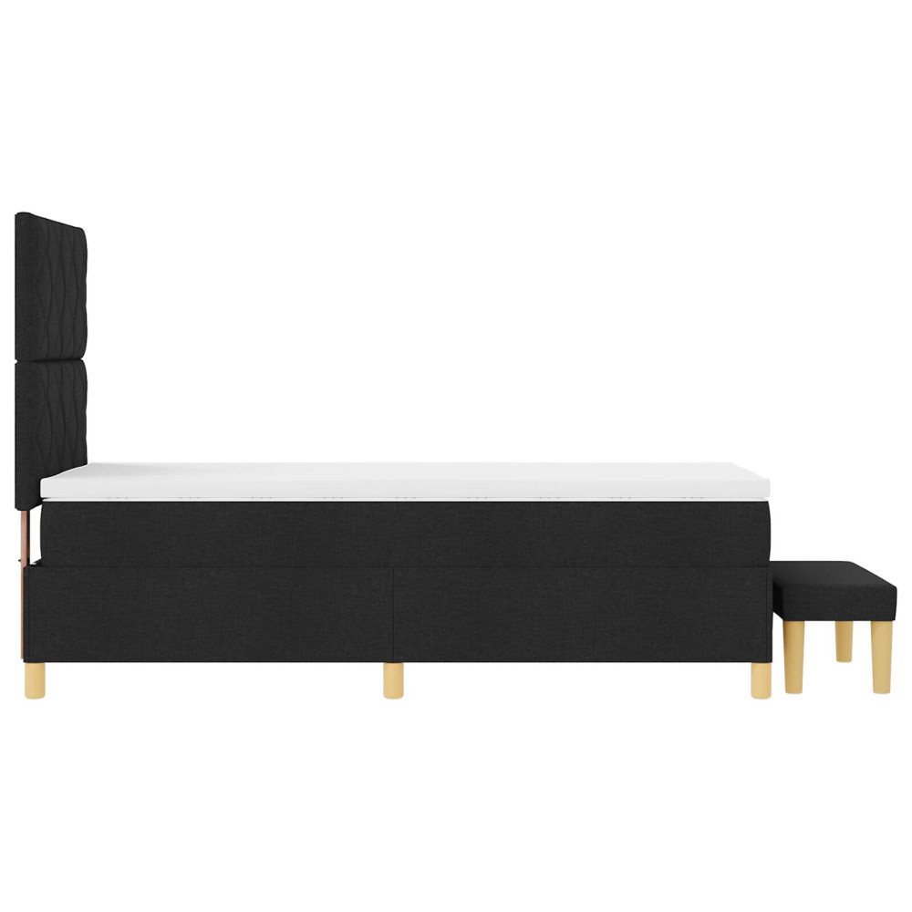 Produktbild för Bäddfjäder med kudde med huvudgavel Svart 200 x 100 cm tyg