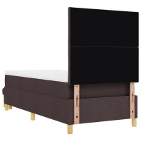 Produktbild för Bäddfjäder med kudde med huvudgavel Mörkbrun 200 x 100 cm tyg