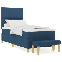 Produktbild för Bäddfjäder med huvudgavel Blå 200 x 100 cm tyg