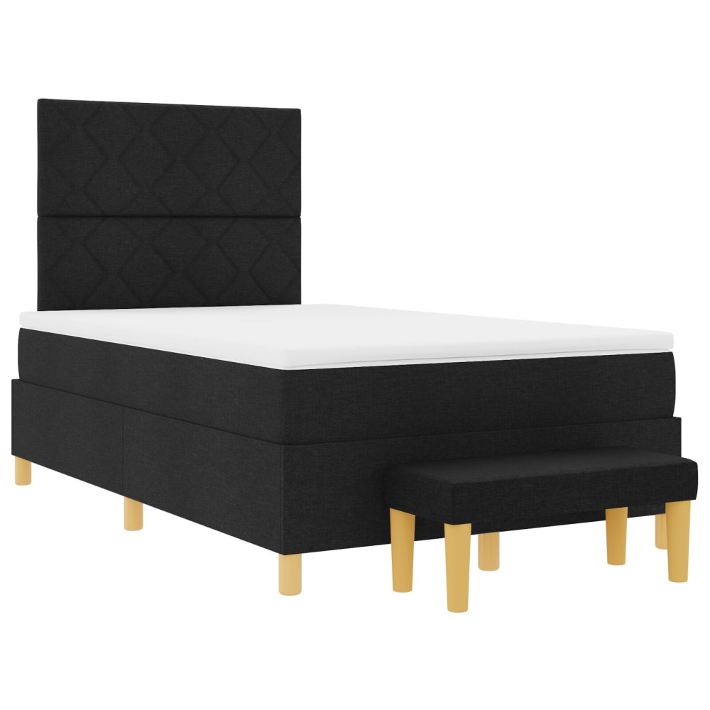 Produktbild för Bäddfjäder med kudde med huvudgavel Svart 200 x 120 cm tyg