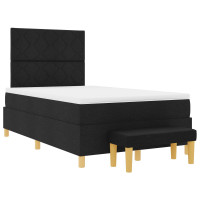 Produktbild för Bäddfjäder med kudde med huvudgavel Svart 200 x 120 cm tyg