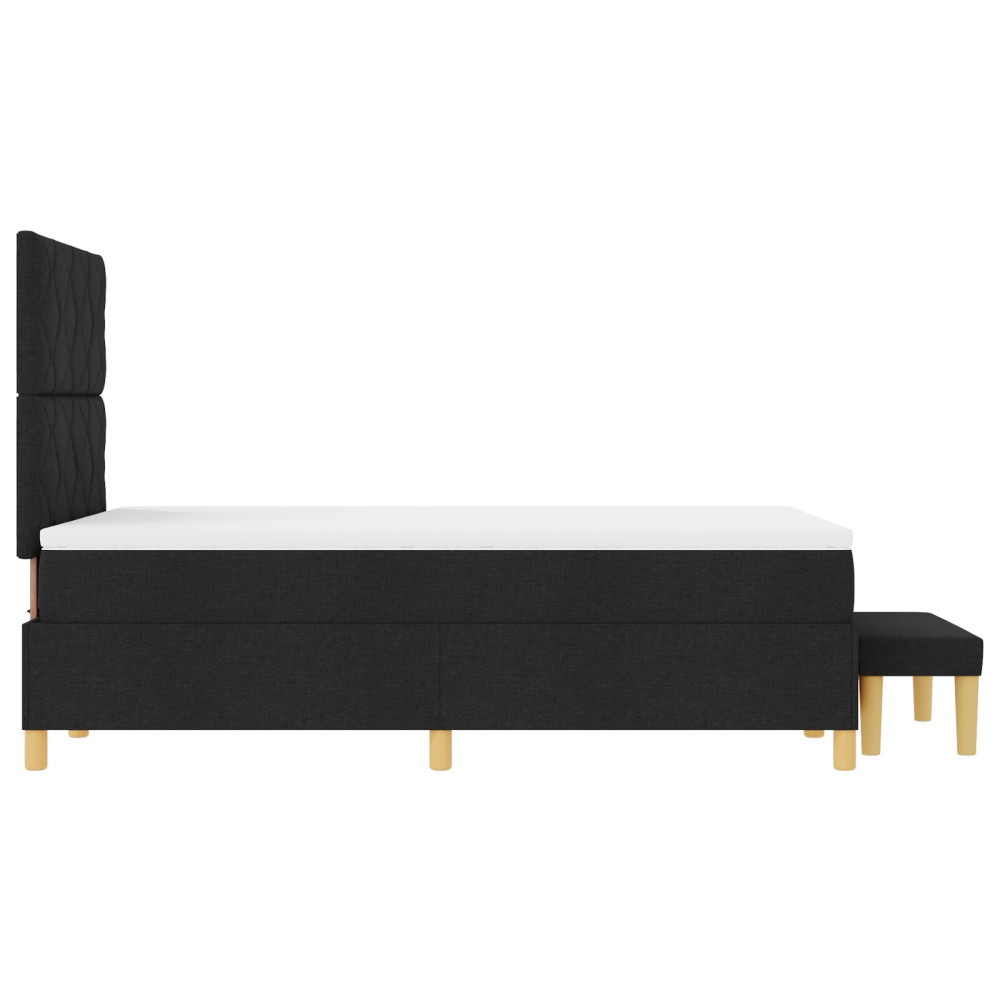 Produktbild för Bäddfjäder med kudde med huvudgavel Svart 200 x 120 cm tyg